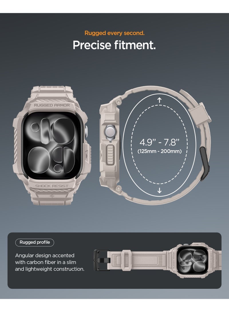 Spigen Rugged Armor Pro 2 for Apple Watch Series 11 / 10 (42mm) Case with Band Strap - Dune Beige - Image 4