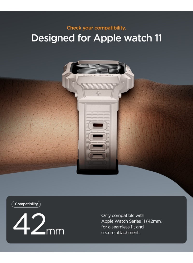 Spigen Rugged Armor Pro 2 for Apple Watch Series 11 / 10 (42mm) Case with Band Strap - Dune Beige - Image 2