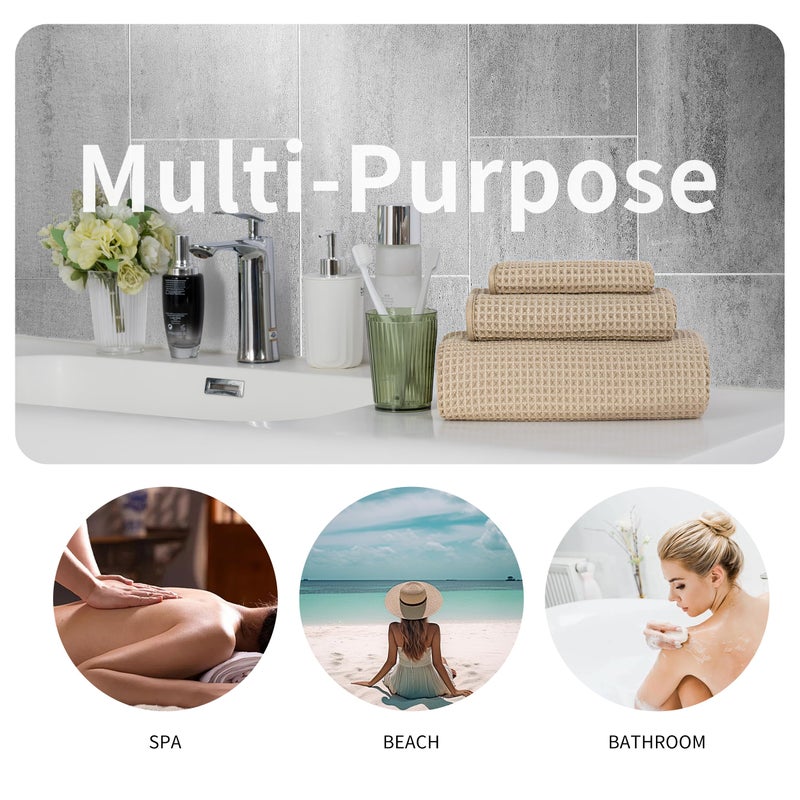 MICROFI Microfiber Waffle Bath Towels, 3 Pieces, Oversized, Soft, Absorbent, Fast Drying, Lint Free, Includes Bath, Face and Hand Towels 430 GSM - Image 5