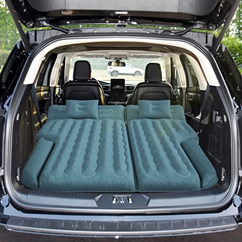 Umbrauto SUV Air Mattress, Quick Inflation Inflatable Car Camping Bed for Back Trunk Sleeping, Flocked Surface/Leakproof PVC/Reinforced Bottom Airbed Fits Most SUVs with Pump, Pillows, Carry Bag - Image 1