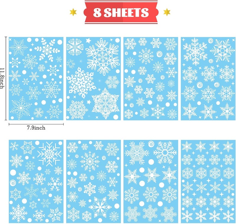 Hidreas 258 Pcs Christmas Snowflake Window Clings, Christmas Window Stickers Decorations - Image 2