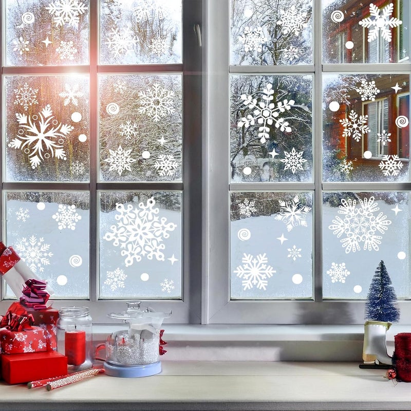 Hidreas 258 Pcs Christmas Snowflake Window Clings, Christmas Window Stickers Decorations - Image 4