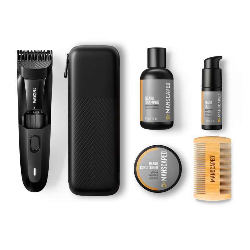 MANSCAPEDÂ® The Beard HedgerÂ® Advanced Kit Includes Our Premium Precision Beard & Mustache Trimmer, Hydrating Shampoo, Softening Conditioner, Moisturizing Oil & Facial Hair Comb - Image 1