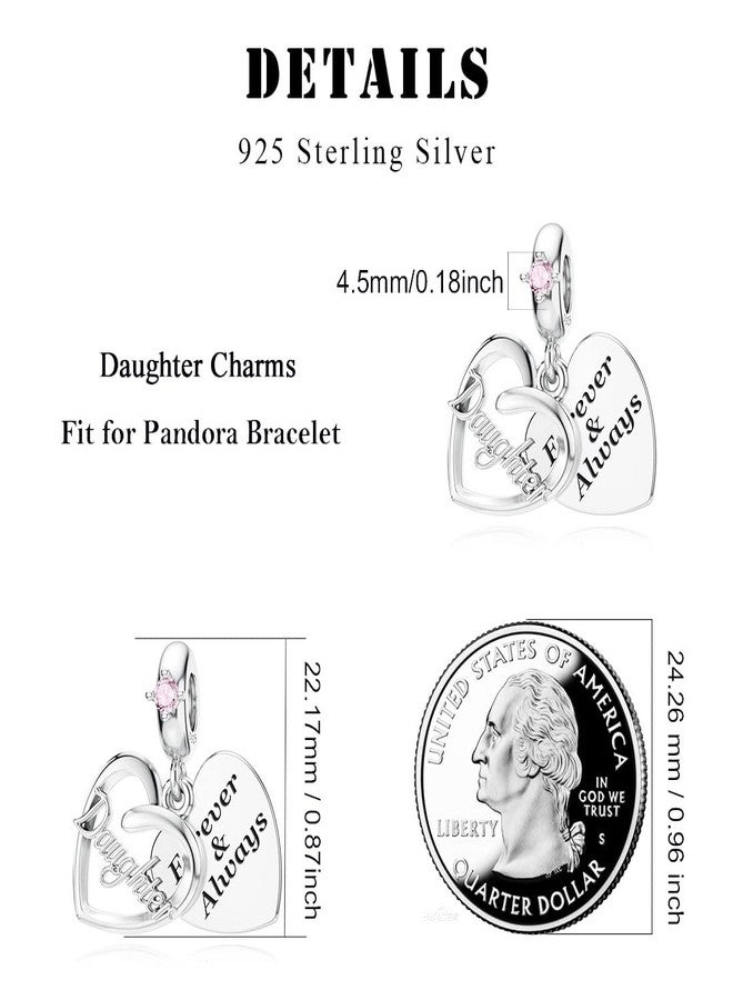 DALARAN Daughter Charms for Pandora Charms Bracelet Forever Love Heart Bead for Birthday Christmas Bead for Women - Image 5