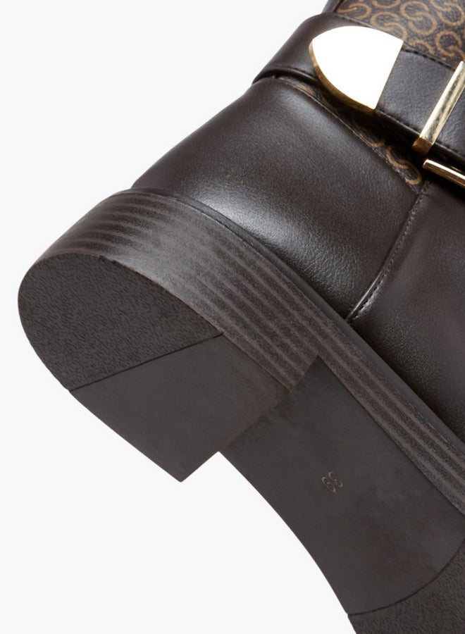 سيليست أحذية نسائية عالية بسحاب وطبعة شعار - Image 5