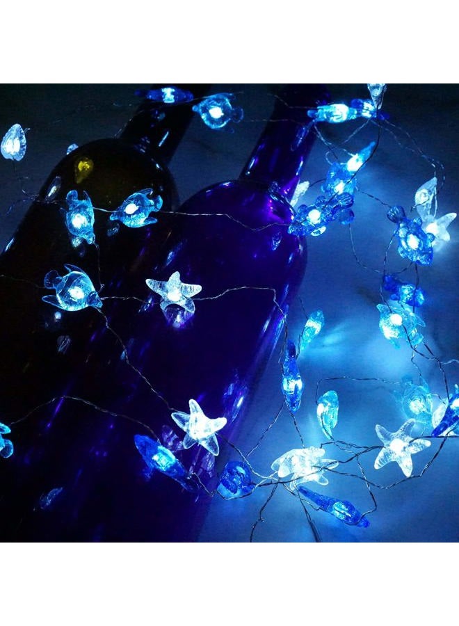 Decorman Sealife String Lights 14ft 40 LED 8 Modes Cool White Weatherproof Battery Operated Ocean Theme Lights for Bedrooms Parties Weddings Gardens with Remote and Timer - Image 3