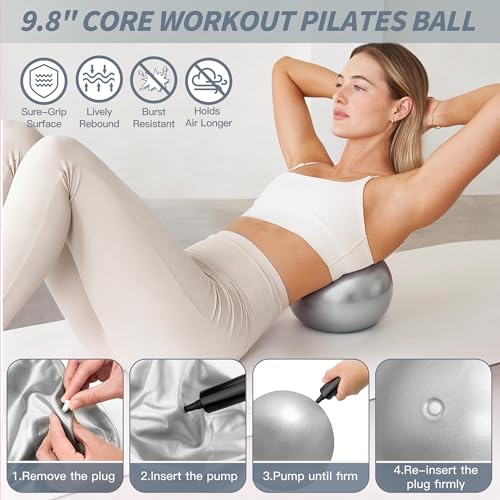 NANATI Pilates Kit 18PCS,Pilates Essentials Kit for Women,Pilates Equipment with 14.5" Pilates Ring and Ball,7 Resistance Bands,Ankle Weights,Sliders & Grip Socks Accessories for Starter Home Workouts - Image 4
