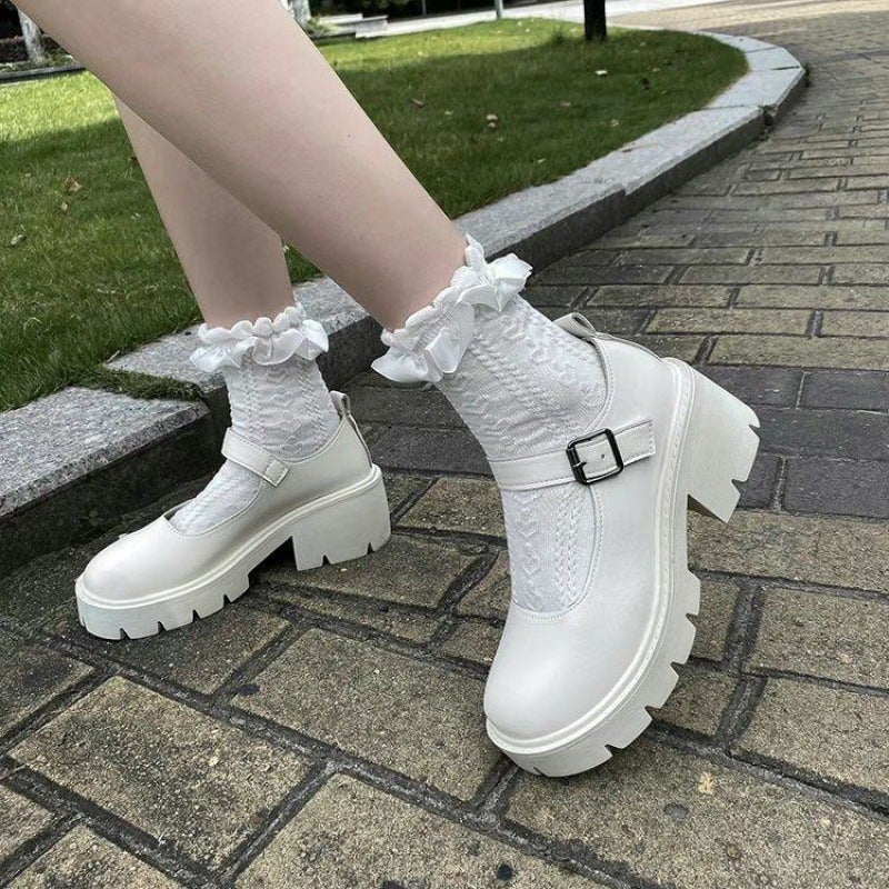 2024 Lolita Mary Jane Pumps Retro Plateau White 