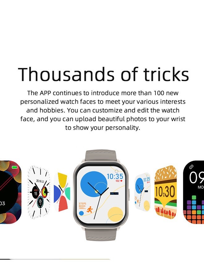 RollsTimi  Casual Smartwatch For Women Men,2.1 inch Screen Fitness Tracker, Heart Rate Sleep Monitor IP68 Waterproof Sport Smartwatch,Grey - Image 2