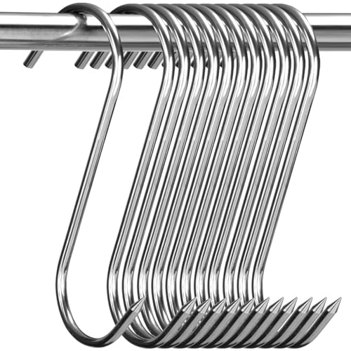 LayHyand 24 Pcs Stainless Steel Meat Hooks, 5 Inch S Shaped Smoking Meat Processing Hooks for Hanging Chicken, Pork, Beef, Sausage, Mutton, Hunting Smoking Ribs, Drying BBQ (3MM Diameter) - Image 1