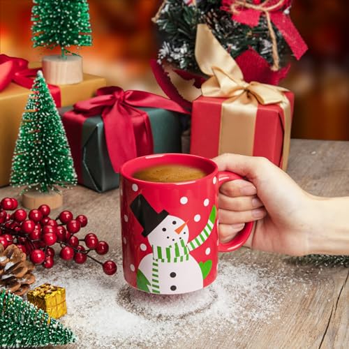 Takywep Christmas Snowman and Penguin Mug Set of 2 With Gift Box - 12 Oz Xmas Coffee Cups, Ceramic Porcelain Tea Cup, Holiday Mugs, Red and White - Image 5