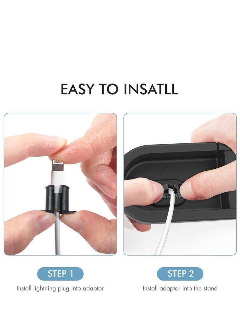 AhaStyle 3 in 1 Silicone Charging Dock/Silicone Stand and Cable organizer Compatible for Charging All iPhone Models, AirPods Pro/1/2, and Apple Watch Series 5/4/3/2/1 - Black - Image 3