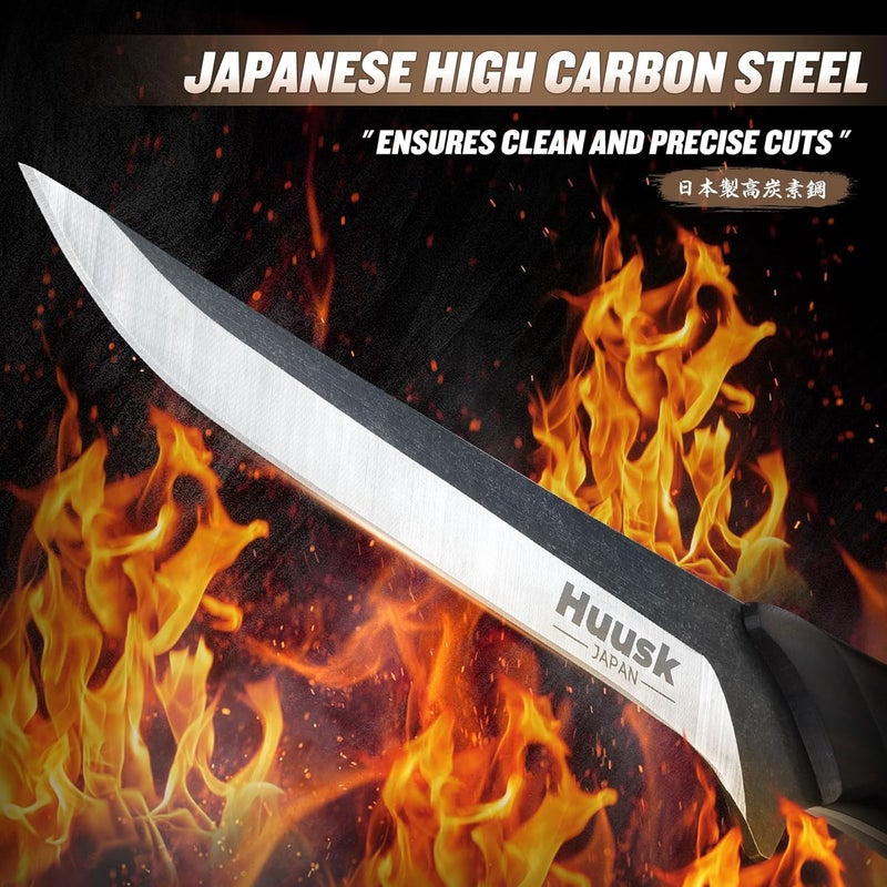Huusk Boning Knife for Meat Cutting 6 Inch Japanese Full Tang Brisket Trimming Deboning Sharp Fish Fillet Knives with Sheath Butcher Kitchen Chef Gift for Dad - Image 3
