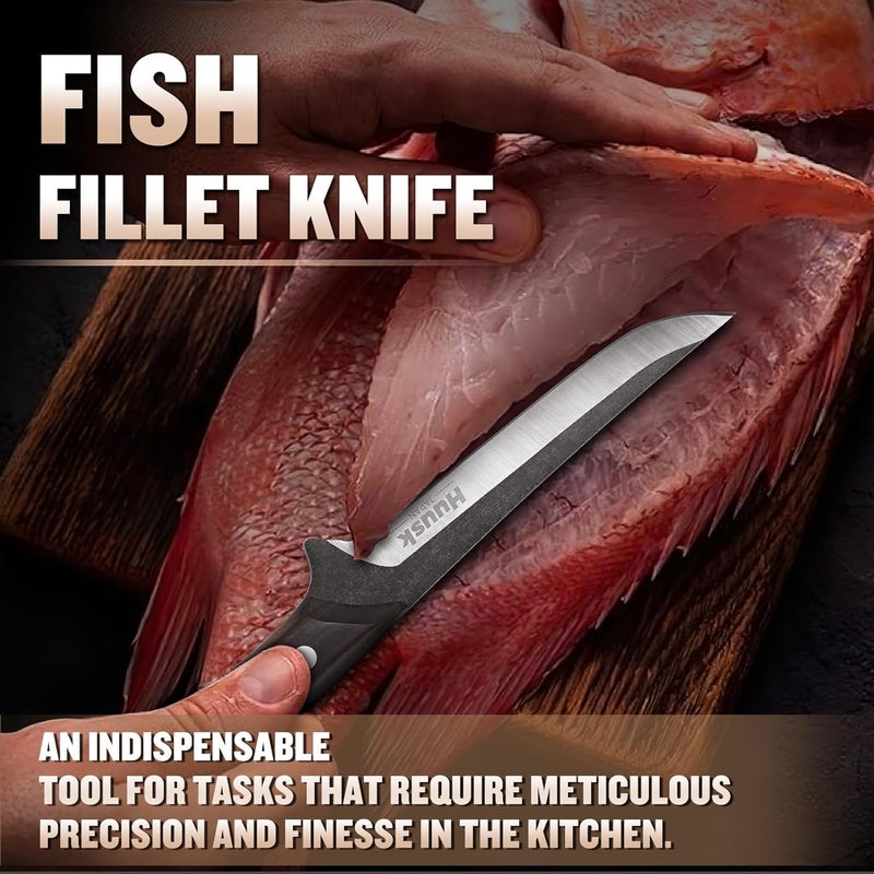 Huusk Boning Knife for Meat Cutting 6 Inch Japanese Full Tang Brisket Trimming Deboning Sharp Fish Fillet Knives with Sheath Butcher Kitchen Chef Gift for Dad - Image 5
