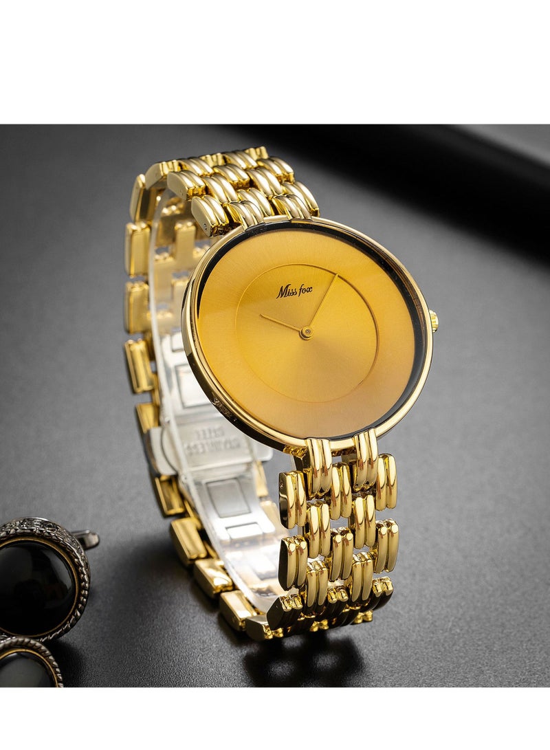 MISS FOX Simple Retro Gold Bracelet High-End Disc Men's Watch - Image 1