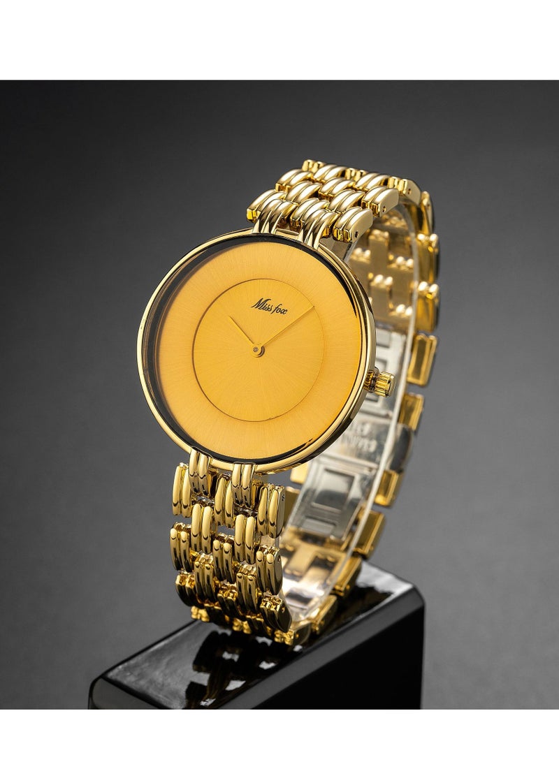MISS FOX Simple Retro Gold Bracelet High-End Disc Men's Watch - Image 2