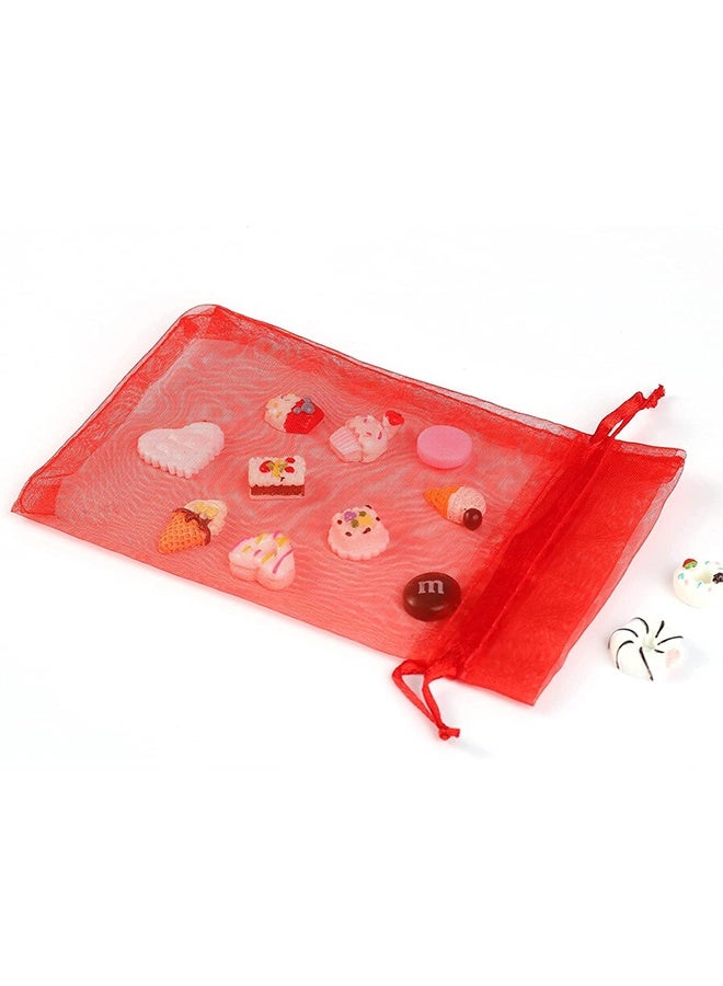 50 Pack Organza Bags 4 x 6 inch Premium Sheer Mesh Bags for Candy Jewelry Party Wedding Christmas Favor Gift Bag (Red) - Image 5