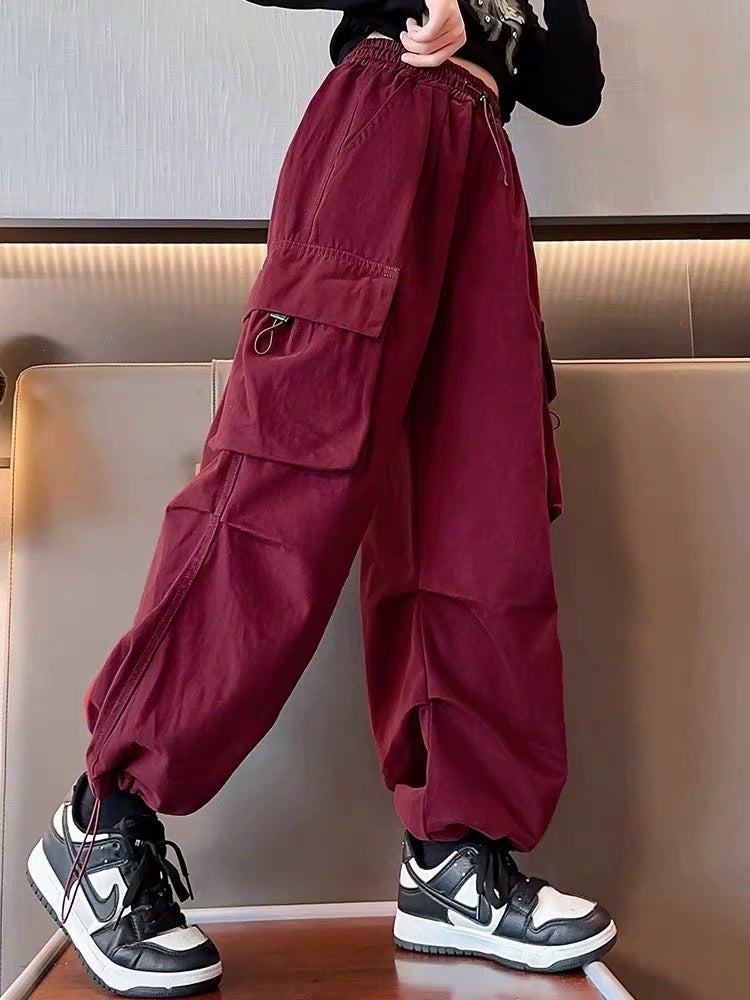 Girls Cargo Pants Autum Clothing Kidsren'S Spring And Autum Casual Street Dance Sweatpants Autum And Winter Long Pants Trendy And Cool - Image 4