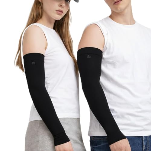 Bonjour Arm Shield for Men & Women UV Protection Hand Sleeves for Boys & Girls Sun Protection Sleeves for Men Arm Sleeves for Women for Running, Hand Cover for Bike Riding Cotton (Pack of 2) - Image 1
