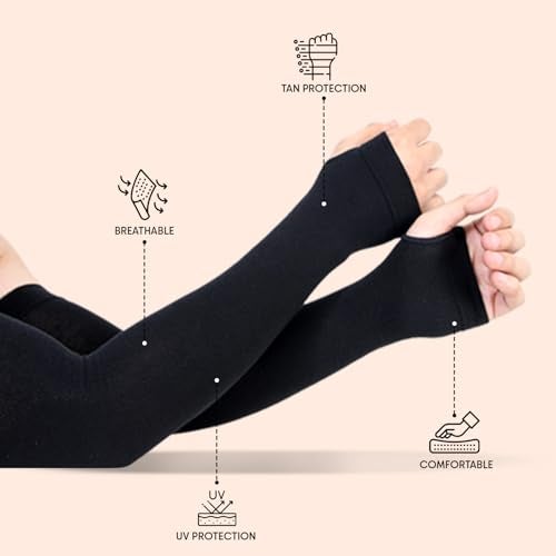 Bonjour Arm Shield for Men & Women UV Protection Hand Sleeves for Boys & Girls Sun Protection Sleeves for Men Arm Sleeves for Women for Running, Hand Cover for Bike Riding Cotton (Pack of 2) - Image 5