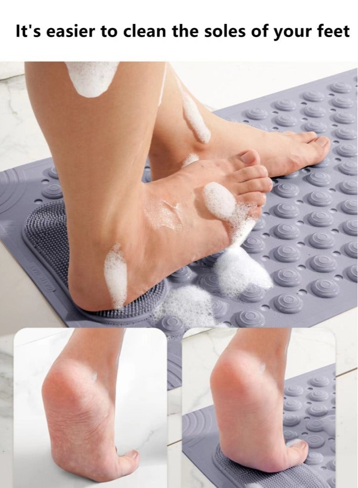 Kutis 1-Piece Bathroom Anti-Slip Massage Mat Transparent TPE Grey 69x38 Centimeter - Image 4