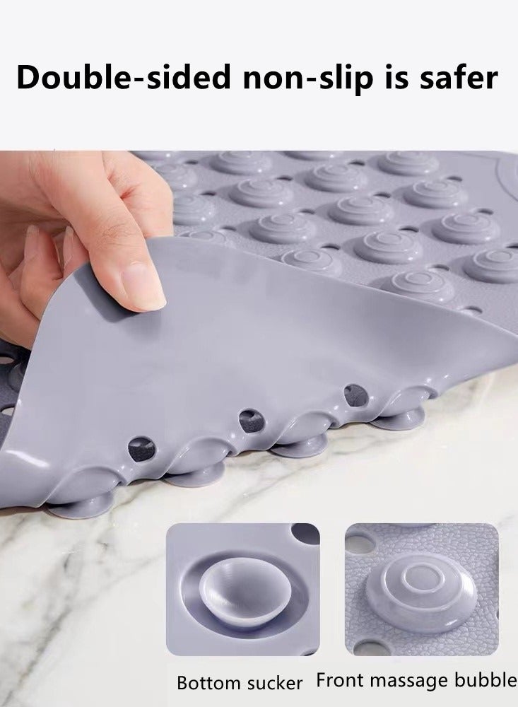 Kutis 1-Piece Bathroom Anti-Slip Massage Mat Transparent TPE Grey 69x38 Centimeter - Image 5