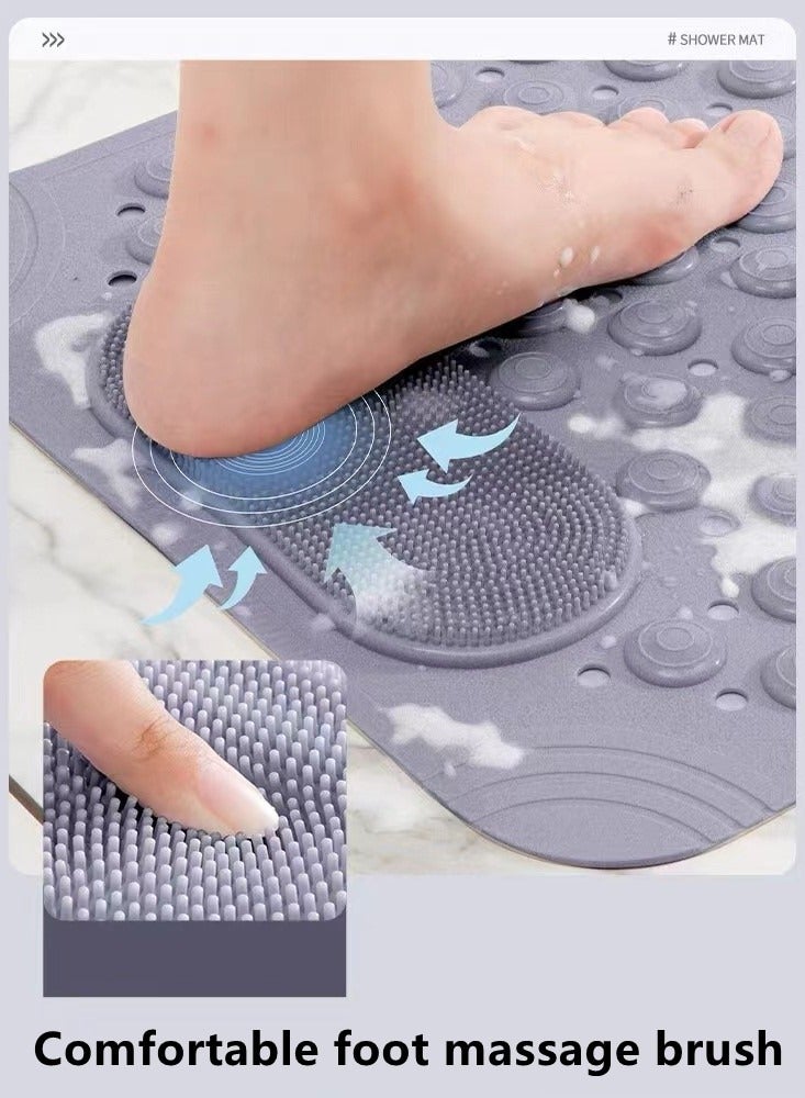 Kutis 1-Piece Bathroom Anti-Slip Massage Mat Transparent TPE Grey 69x38 Centimeter - Image 3