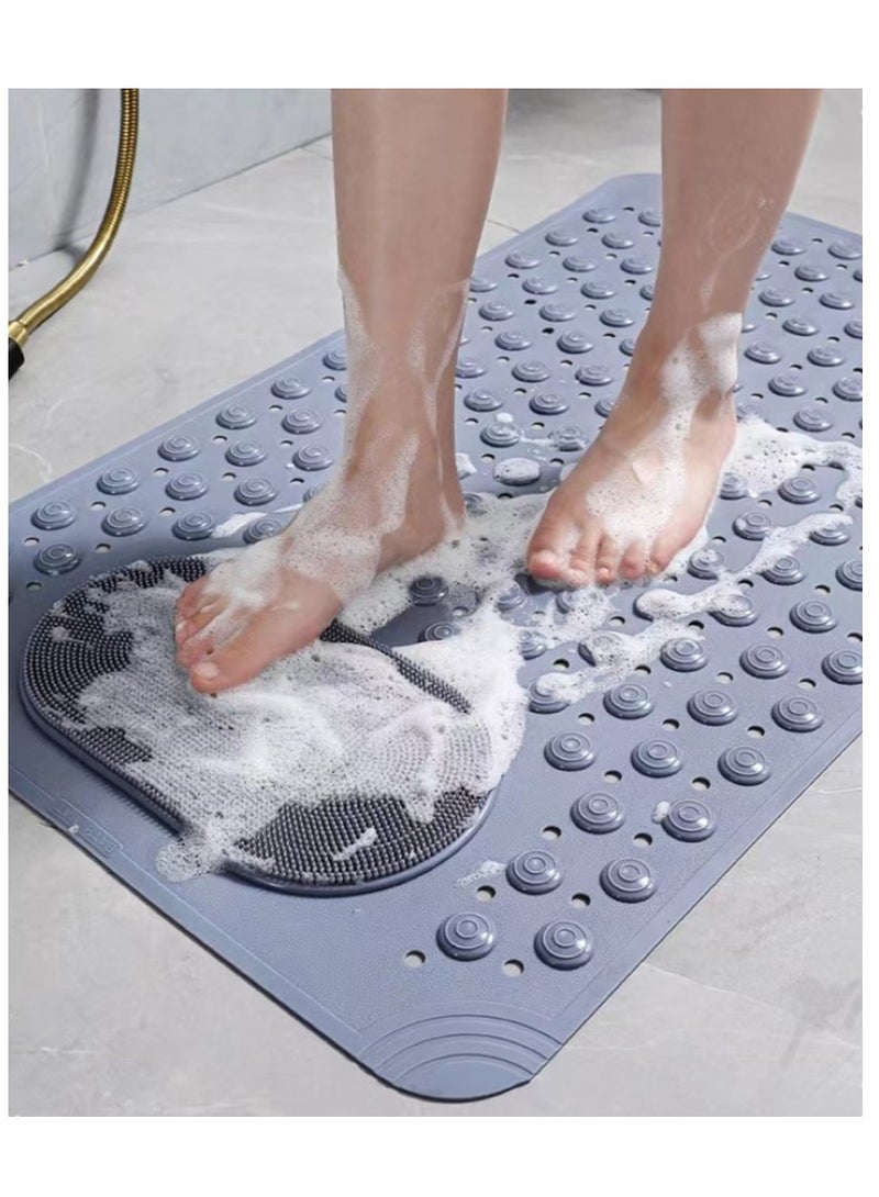 Kutis 1-Piece Bathroom Anti-Slip Massage Mat Transparent TPE Grey 69x38 Centimeter - Image 1