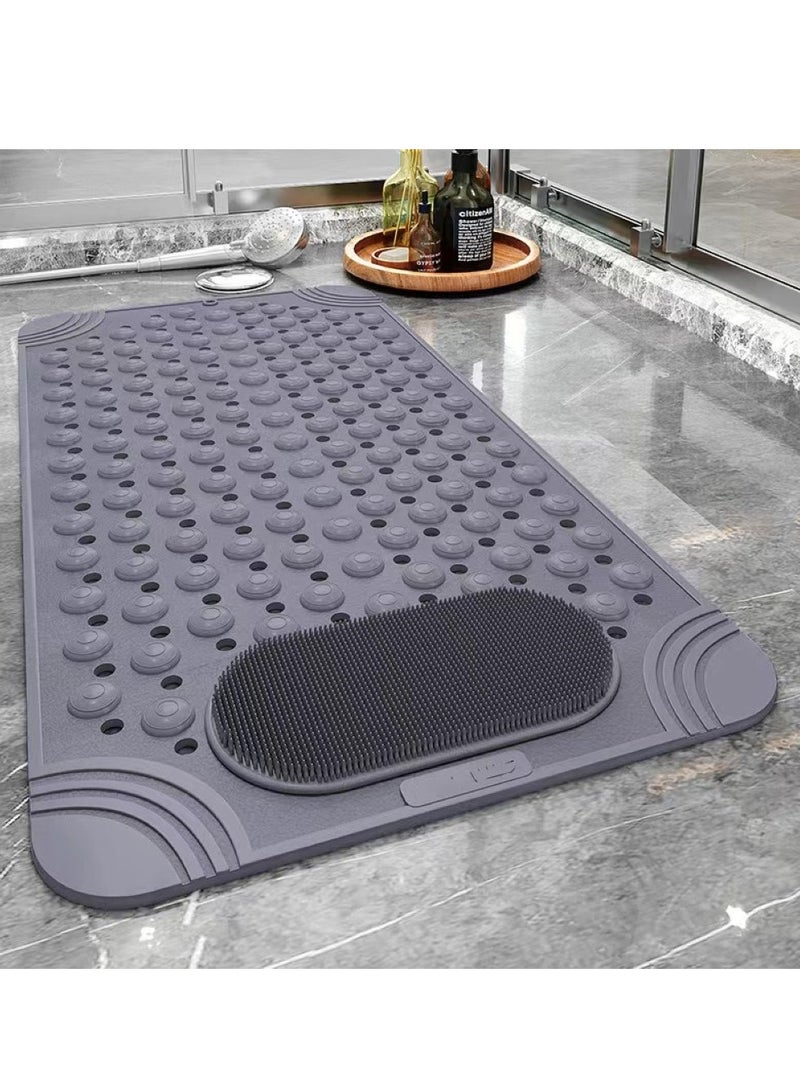 Kutis 1-Piece Bathroom Anti-Slip Massage Mat Transparent TPE Grey 69x38 Centimeter - Image 2