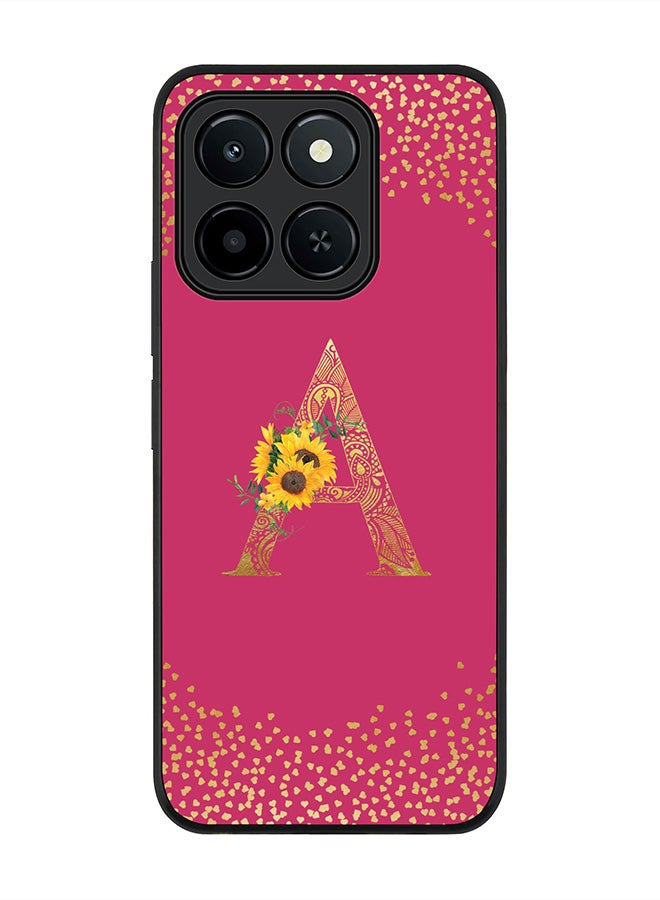 For Honor X6c Case,Slim fit Camera Protection, Shockproof Thin Phone cover  - Custom Floral Monogram - A ( Deep Pink )