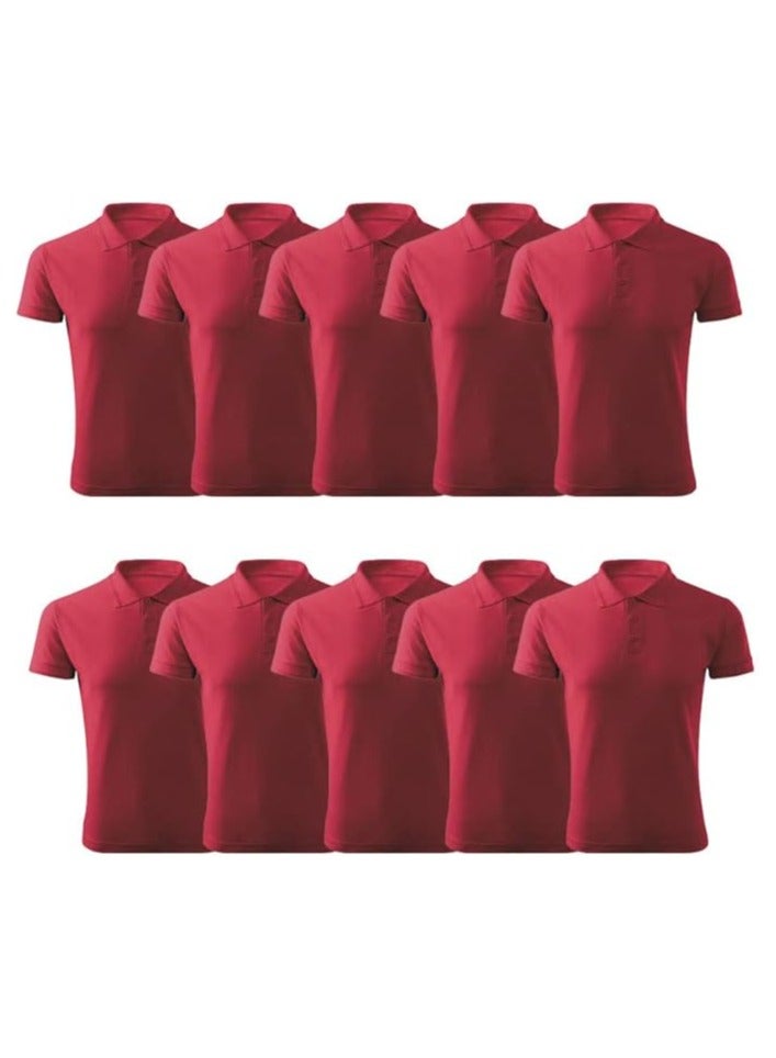 PRINTSHOP4ME Pack of 10 Pcs Men's Regular-Fit Golf Polo T-shirt Pure Cotton Short Sleeve 220 GSM Basic Colors  - Image 1