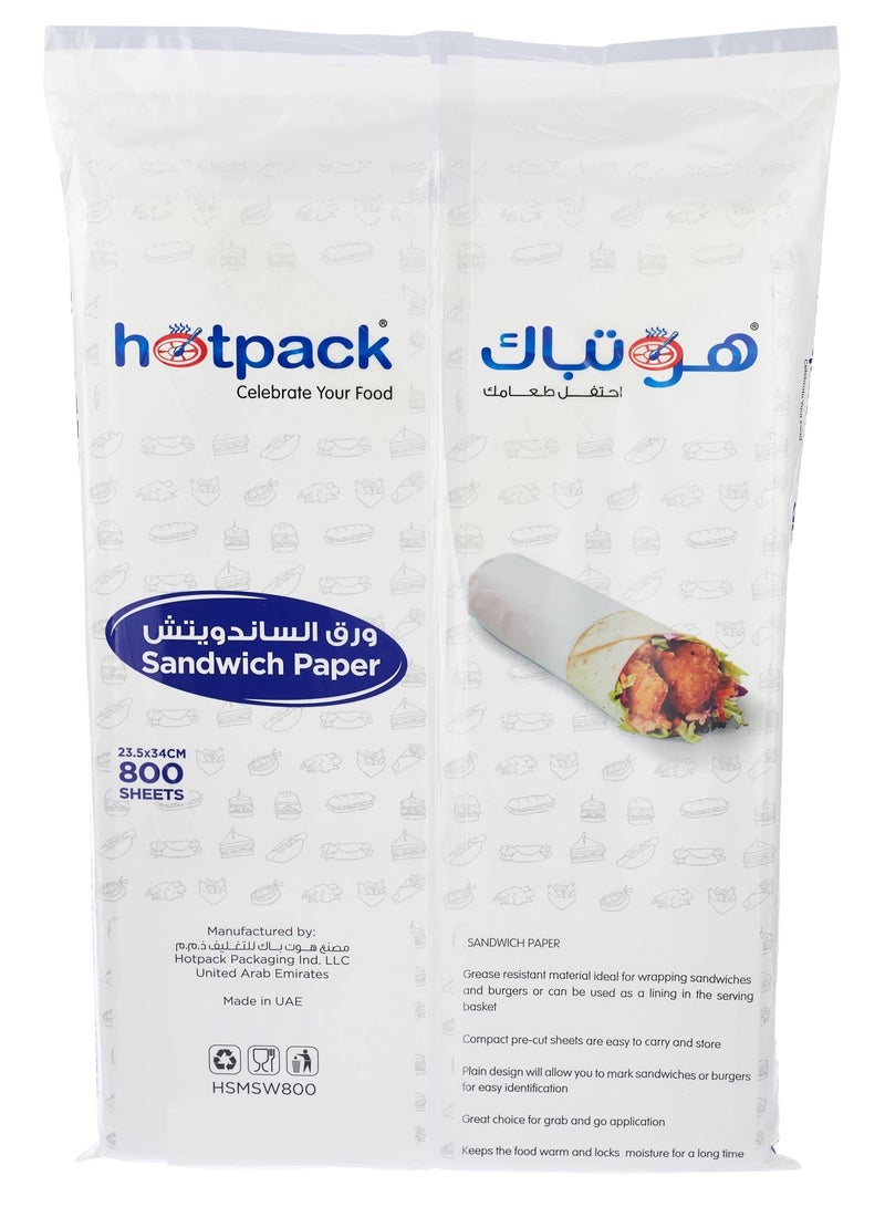 Hotpack Sandwich Paper Wrap 23.5 Cm X 34 Cm 800 Sheets - Image 2