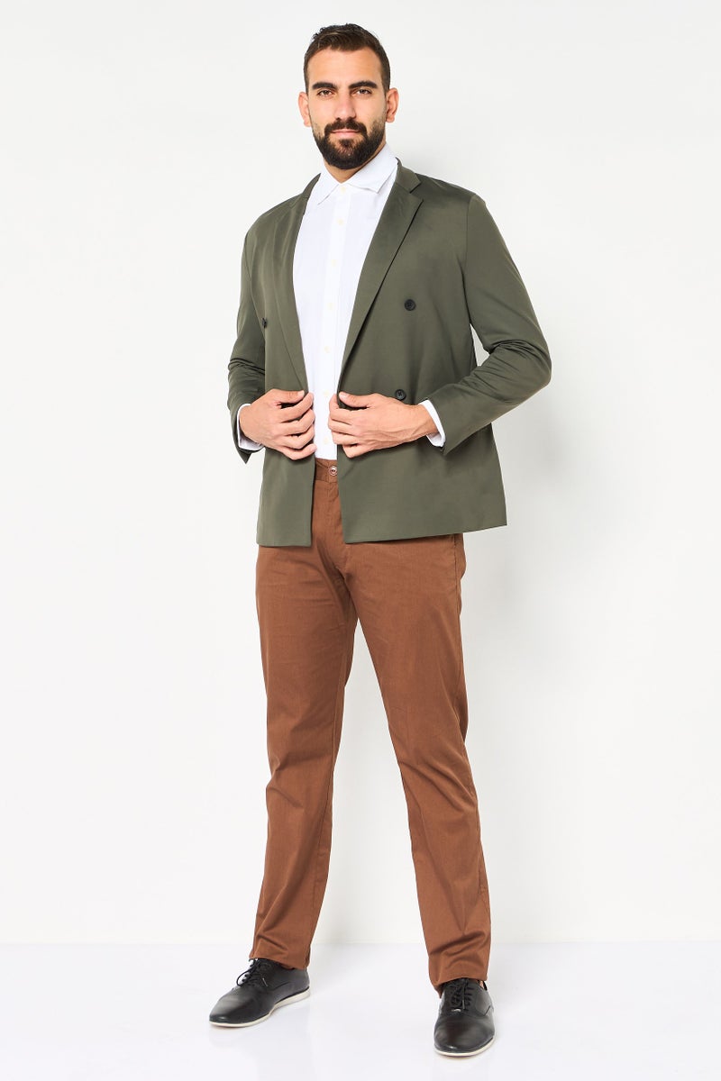 SELECTED Men Regular Fit Solid Semi Formal Blazer, Dark Olive - Image 2