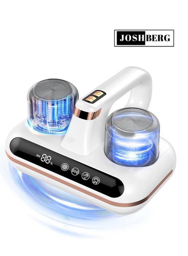 جوشبيرغ مكنسة كهربائية 2 في 1 للسرير، منظف عث الغبار اللاسلكي مع ضوء الأشعة فوق البنفسجية، 10000 باسكال 3000 دورة في الدقيقة / دوران الفرشاة والتدفئة والكشف بالموجات فوق الصوتية والرطوبة والشاشة الذكية - Image 1