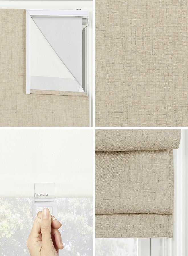 Sun Zero Seraphina Textured 100% Total Blackout Cordless Roman Shade, Taupe, 35" W x 64" H - Image 3