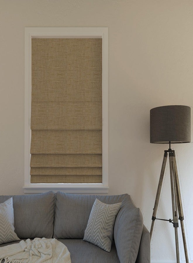 Sun Zero Seraphina Textured 100% Total Blackout Cordless Roman Shade, Taupe, 35" W x 64" H - Image 2