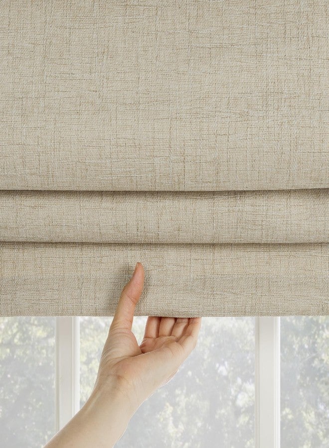 Sun Zero Seraphina Textured 100% Total Blackout Cordless Roman Shade, Taupe, 35" W x 64" H - Image 4