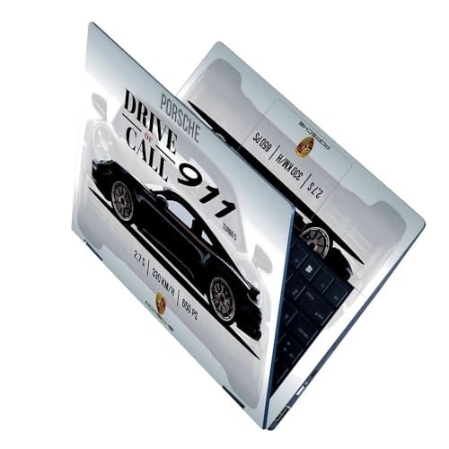 TechFit Full Body Laptop Skin Upto 15.6 inch Sticker Compatible for Dell/HP/Lenovo/Acer/Asus All Laptop Size Upto 14 to 15.6 Inch - Porsche 911 Black Specs Design - Image 1