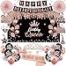 Uiorgui Birthday Decorations for Women 33pcs Birthday Queen Crown and Sash Black Rose Gold Happy Birthday Banner Balloons Backdrop Hanging Swirls Paper Fans Birthday Party Decorations Kit Gifts for Her - Image 3