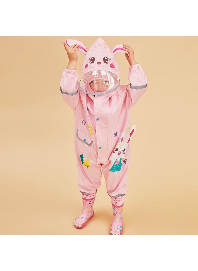 Lemon Baby Kids Raincoat Boys Girls Rain Poncho Elementary School Rain Gear Tina Rainbow Star Rabbit One-piece S - Image 1