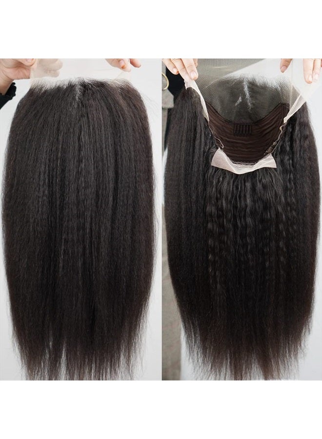 Veravicky Kinky Straight Lace Front Wigs Human Hair for Black Women, 20 inch 13x4 Yaki Straight Lace Frontal Wigs Pre Plucked Hairline with Baby Hair 180% Density Virgin Human Hair Glueless Lace Wig - Image 5