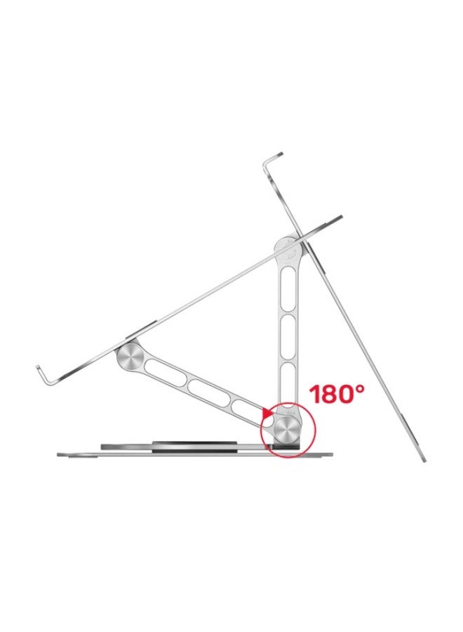 UNITEK حامل لابتوب قابل للتعديل من يونيتيك مع قاعدة دوارة 360°، تصميم مريح قابل للطي من سبائك الألمنيوم - فضي - Image 4
