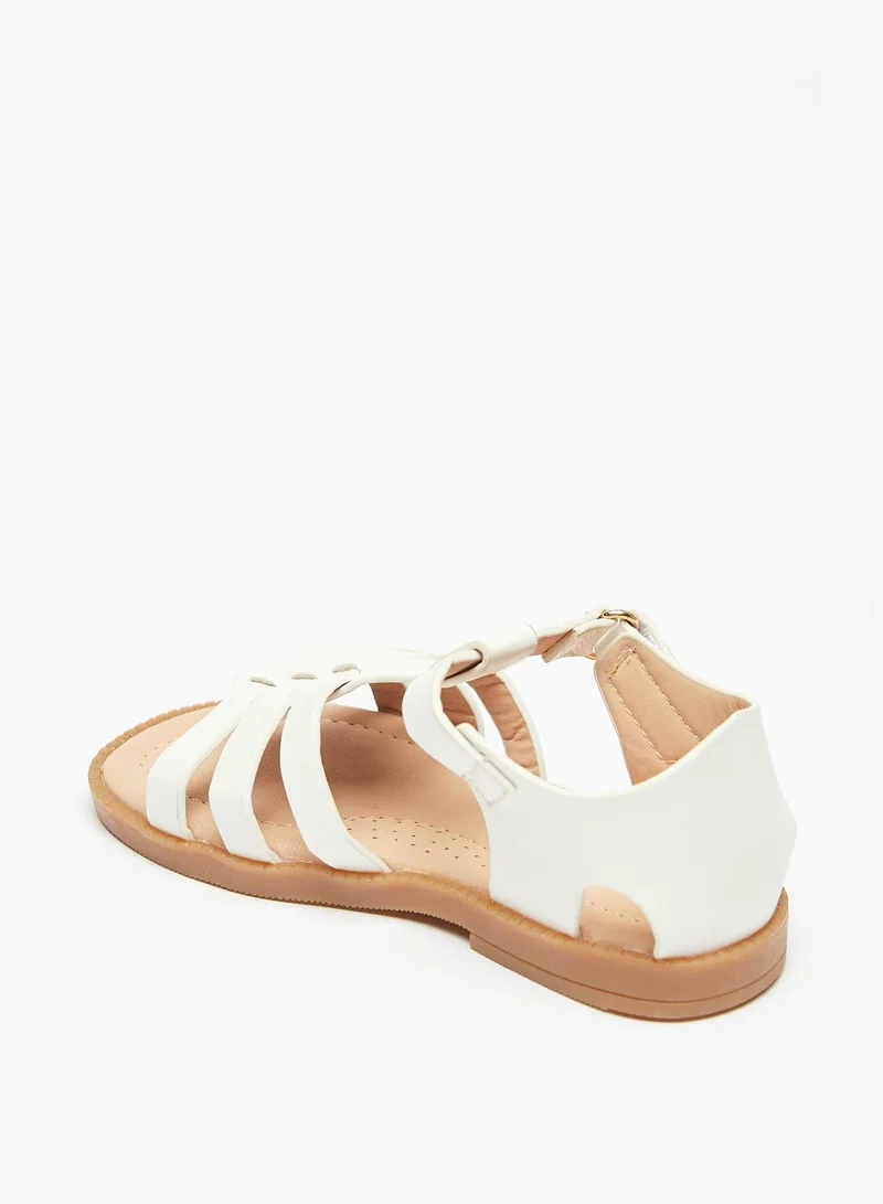 shoexpress Solid Open Toe Sandals with Hook and Loop Closure White