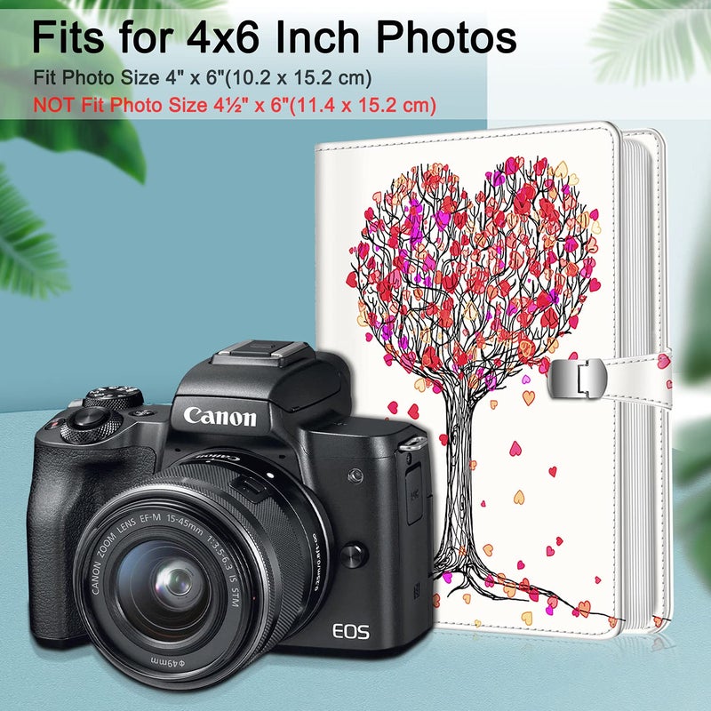 Fintie Fintie Photo Album 4x6 Photos - 112 Photos Premium Vegan Leather Cover with Snap Fastener  Portable Wallet Photo Albums  Autumn Love - Image 4