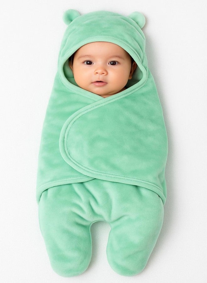 Adhigams New Born Baby Stylish Bathrobe/Bath Towel/Baby Wrapper | Unisex Green (6-12 Months) 70x30 cm - Image 2