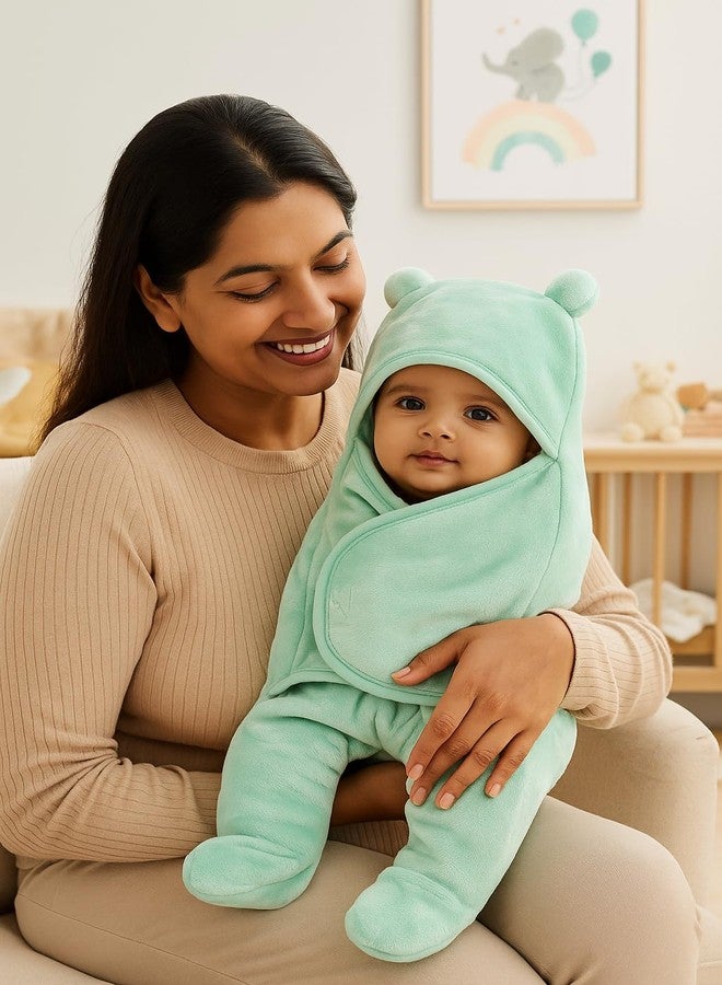 Adhigams New Born Baby Stylish Bathrobe/Bath Towel/Baby Wrapper | Unisex Green (6-12 Months) 70x30 cm - Image 4