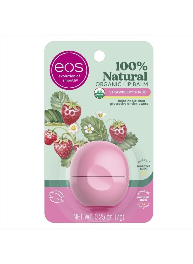 EOS 100% Natural & Organic Lip Balm- Strawberry Sorbet, All-Day Moisture, Dermatologist Recommended for Sensitive Skin, Lip Care Products, 0.25 oz - Image 1