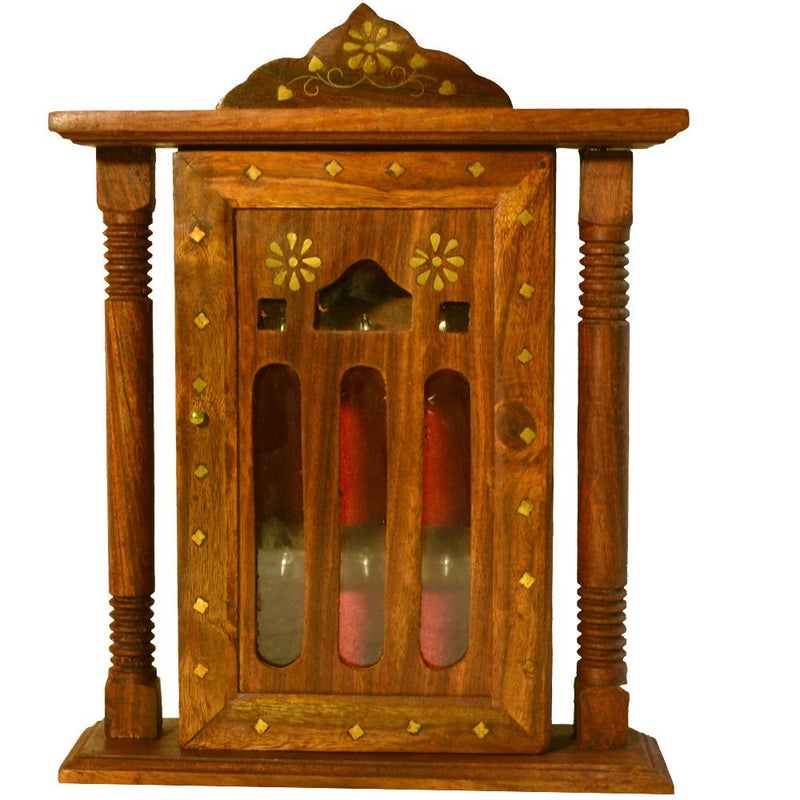 santarms santarms Handmade Wooden Door Cabinet Key Holder Box 28x22x7 cmWall Hanging Decorative KeyHangerSafe Key Holdergrahpravesham Itemgrah pravesh GiftBrown Colour  - Image 1