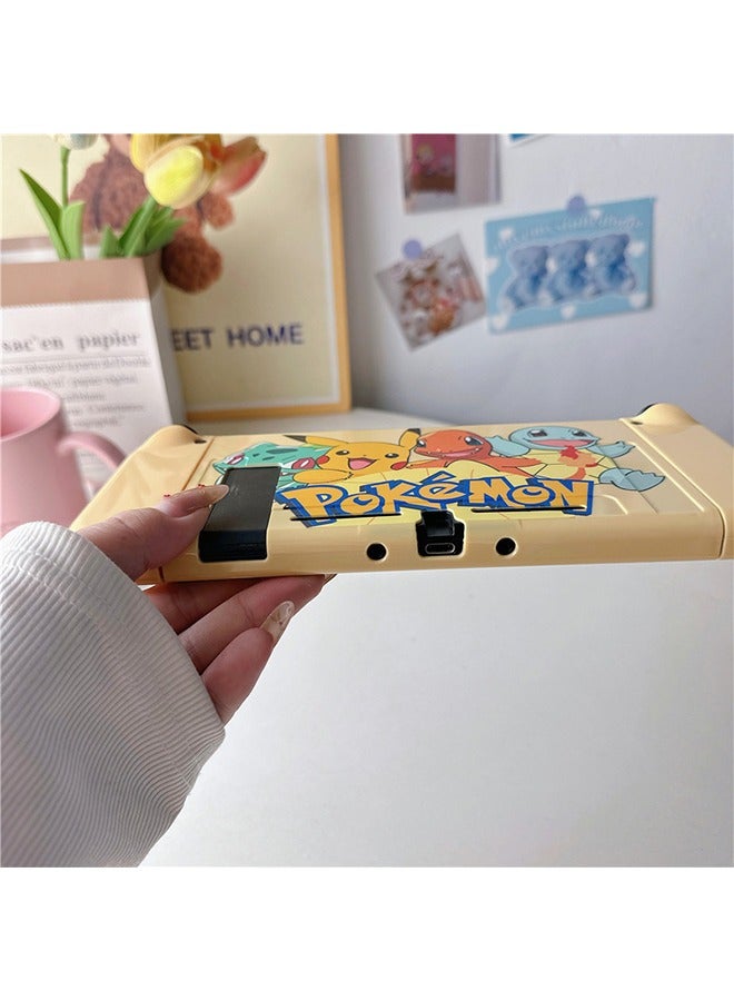 بوكيمون حافظات Switch OLED TPU، حافظات TPU ناعمة، غلاف Switch بتصميم شخصية كرتونية لطيفة (أصفر) - Image 4