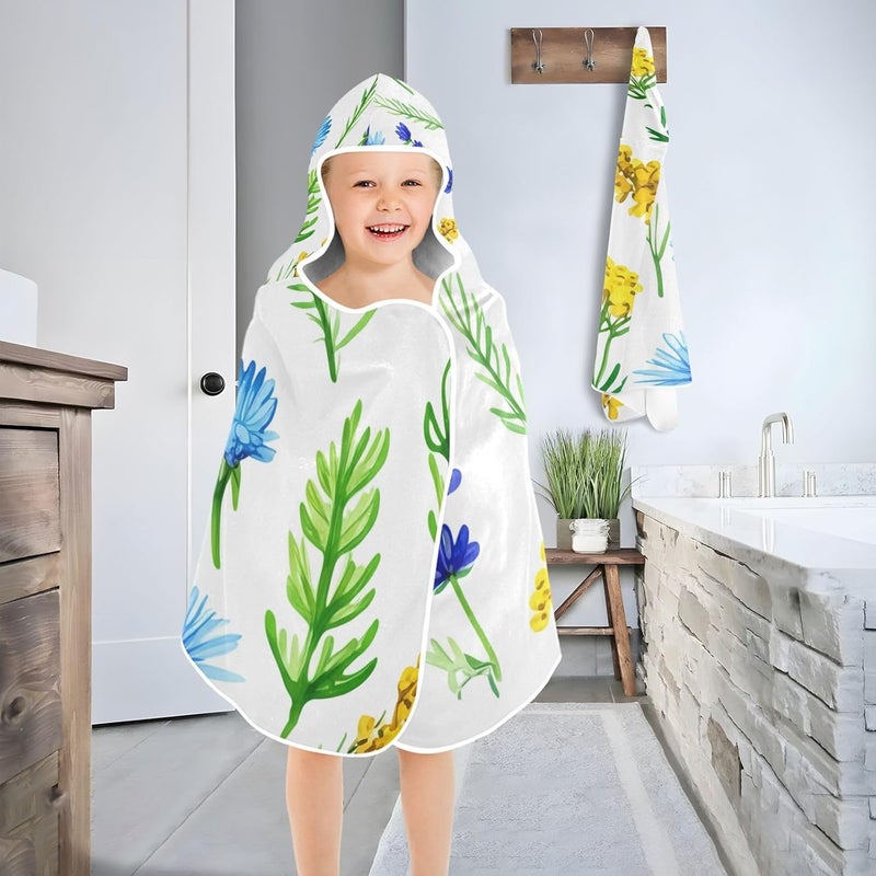 xigua Botanical Kids Hooded Bath Towel, Ultra Absorbent Beach Towel Wrap with Hood for Babies, Toddlers, Kids, Soft Kids' Shower Towels for Boys Girls Swim, 50 x 23.5 Inch - Image 4